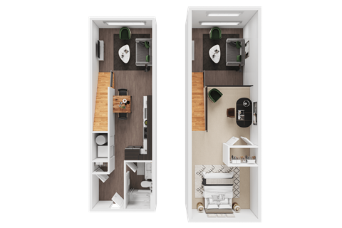 Floor plan for 1 bed, 1 bath, 732 sqft